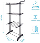 Foldable Clothes Drying Rack: 3 Tier, Indoor, With Hanger Stand Rail