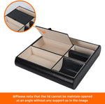 Leather Valet Tray Multi-Catch Storage Box (Black)