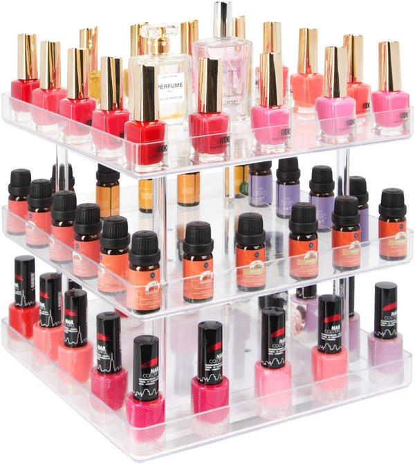  360 Rotating 3-Tier Makeup & Nail Polish Display Rack