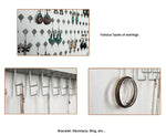 Wall Mount Jewelry Hanger With 109 Holes And 19 Hooks (White)