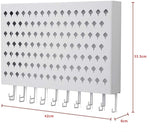 Wall Mount Jewelry Hanger With 109 Holes And 19 Hooks (White)