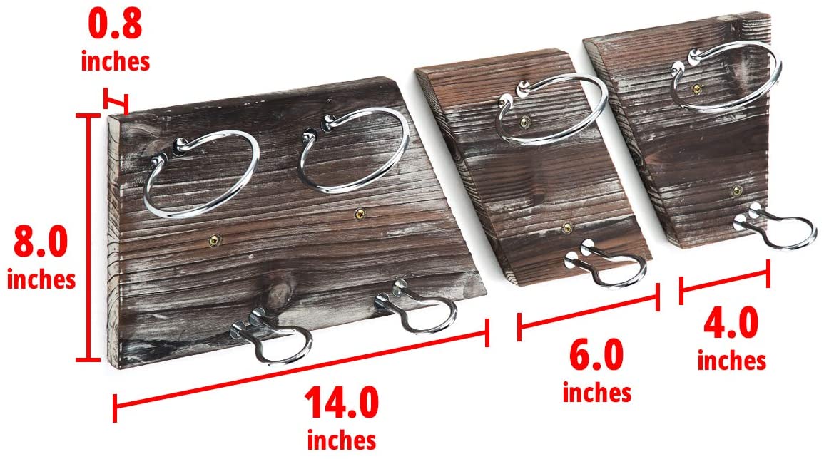 Rustic Wood And Metal Wine Rack Set For 4 Bottles (Home Bar & Kitchen)