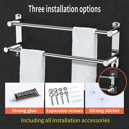 Stretchable Towel Bar For Bathroom And Kitchen (45-75 Cm, Two Bars)