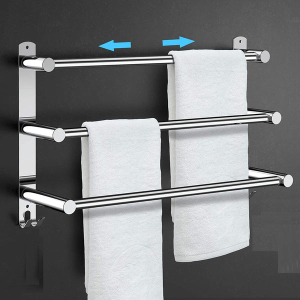  Stretchable Towel Bar For Bathroom And Kitchen (45-75 Cm, Three Bars)