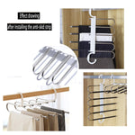 2 Pack Adjustable Multi-Layer 5 in 1 Pants Hanger for Wardrobe and Home Storage White