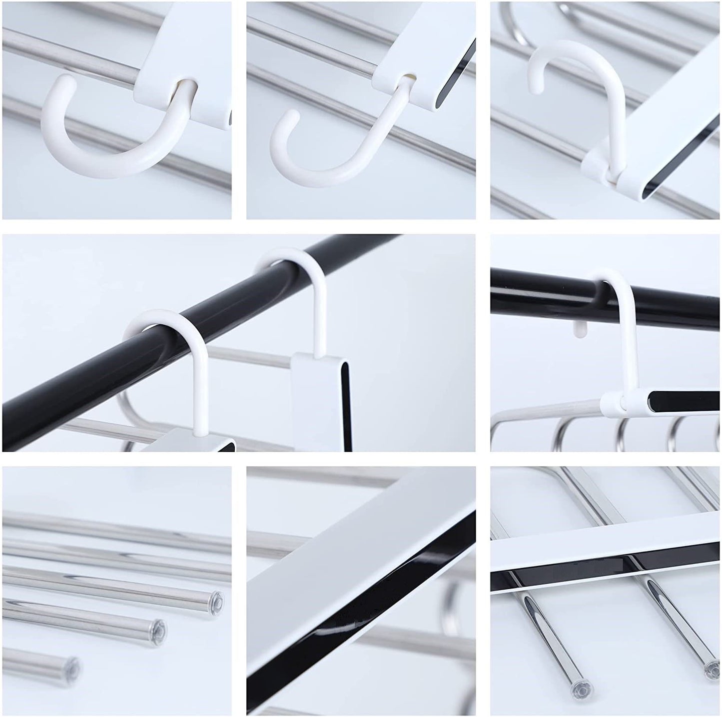 2 Pack Adjustable Multi-Layer Pants Hanger (6 In 1, White)