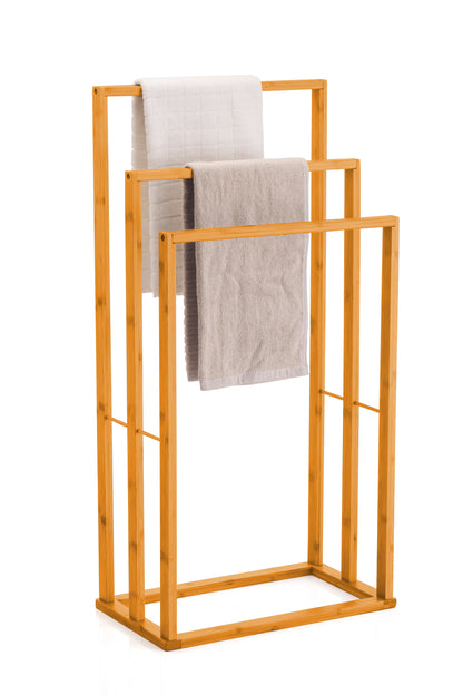 Bamboo Towel Bar Holder Rack 3-Tier Freestanding