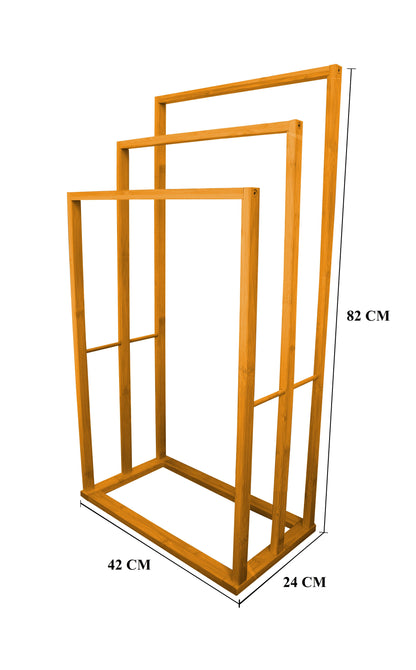 Bamboo Towel Bar Holder Rack 3-Tier Freestanding