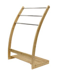 Bamboo Towel Bar Metal Holder Rack 3-Tier Freestanding With Bottom Shelf