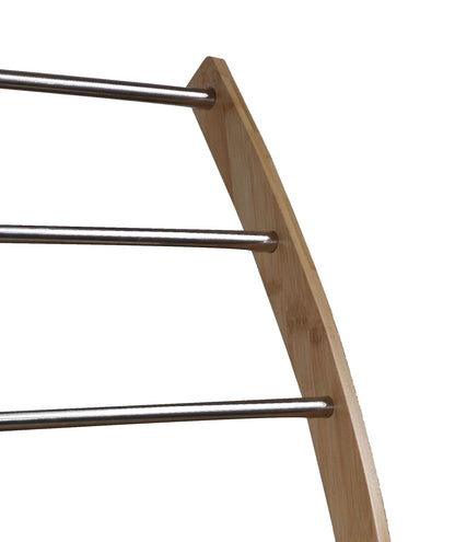 Bamboo Towel Bar Metal Holder Rack 3-Tier Freestanding And Bottom Shelf For Bathroom
