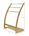 Bamboo Towel Bar Metal Holder Rack 3-Tier Freestanding With Bottom Shelf