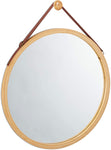 Hanging Round Wall Mirror 38 Cm - Solid Bamboo Frame