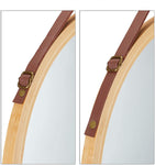 Hanging Round Wall Mirror 38 Cm - Solid Bamboo Frame