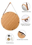 Hanging Round Wall Mirror 38 Cm - Solid Bamboo Frame