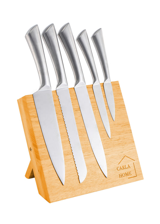 Natural Bamboo Magnetic Knife Block Holder with Strong Magnets Storage