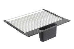 Large Stainless Steel Roll Up Dish Drying Rack with Utensil Holder