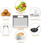 Large Stainless Steel Roll Up Dish Drying Rack With Utensil Holder