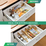 6-Pack Bamboo Adjustable Kitchen Drawer Dividers (Large)