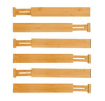 6-Pack Bamboo Adjustable Kitchen Drawer Dividers (Large)