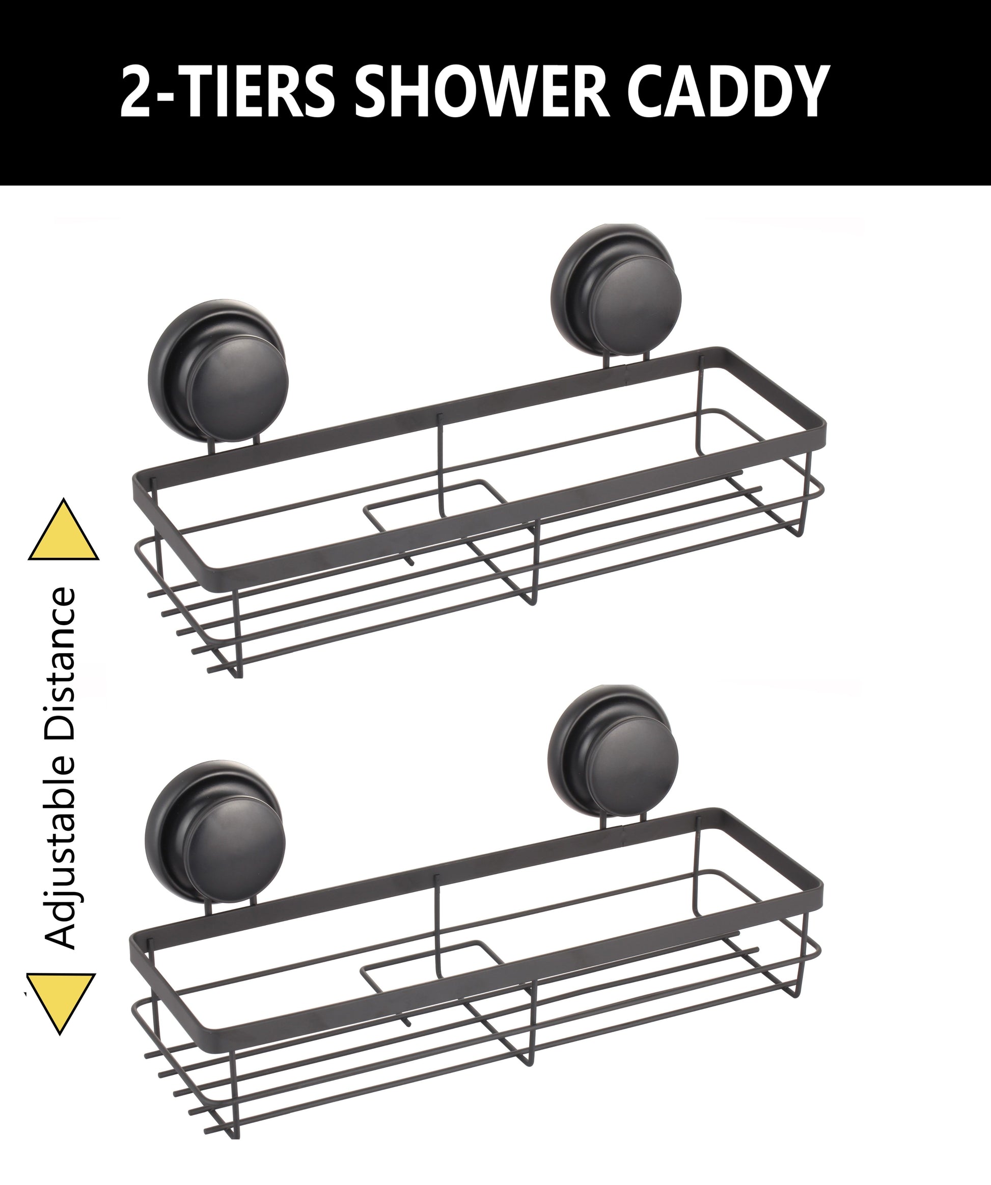 2 Pack Rectangular Corner Shower Caddy Shelf with Suction Cup