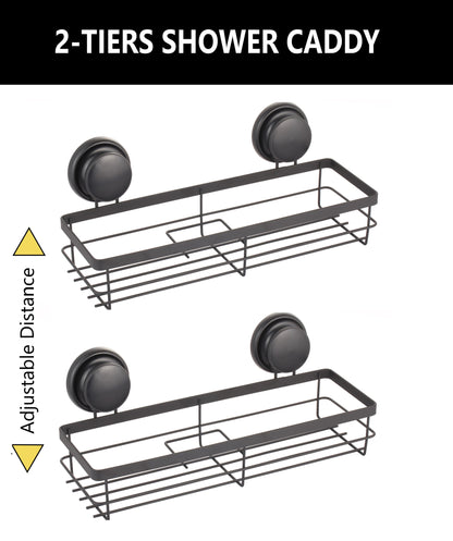2 Pack Rectangular Corner Shower Caddy Shelf with Suction Cup