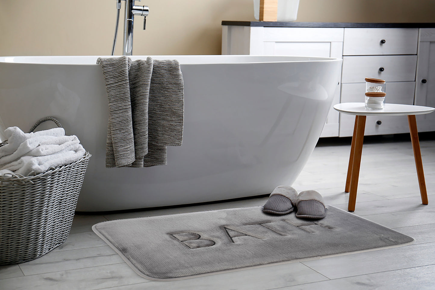 Extra Thick Memory Foam Bath Rug Grey