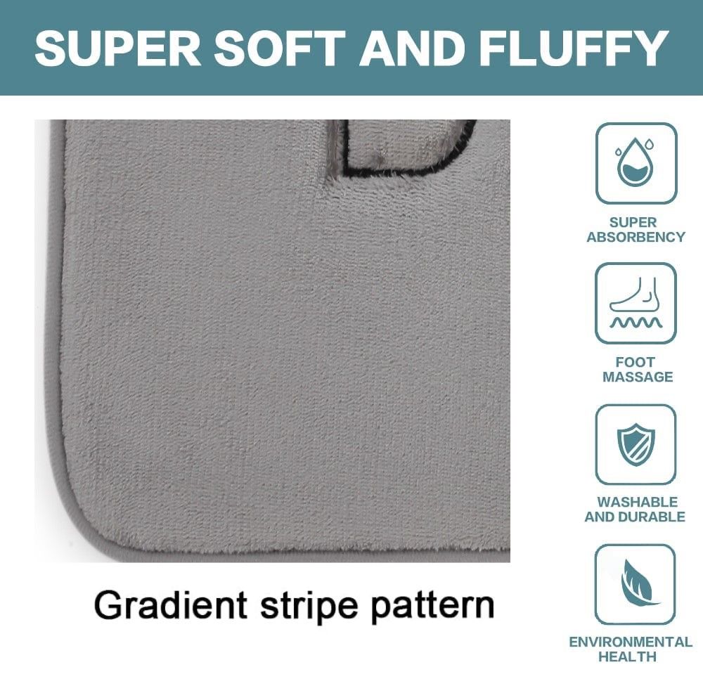 Extra Thick Memory Foam Bath Rug Grey