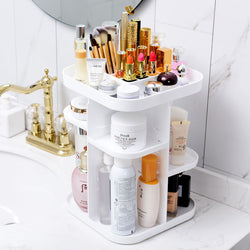 360 Rotating Large Capacity Makeup Organizer (White)