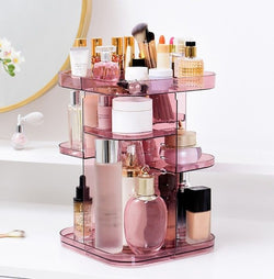 360 Rotating Large Capacity Makeup Organizer (Pink)
