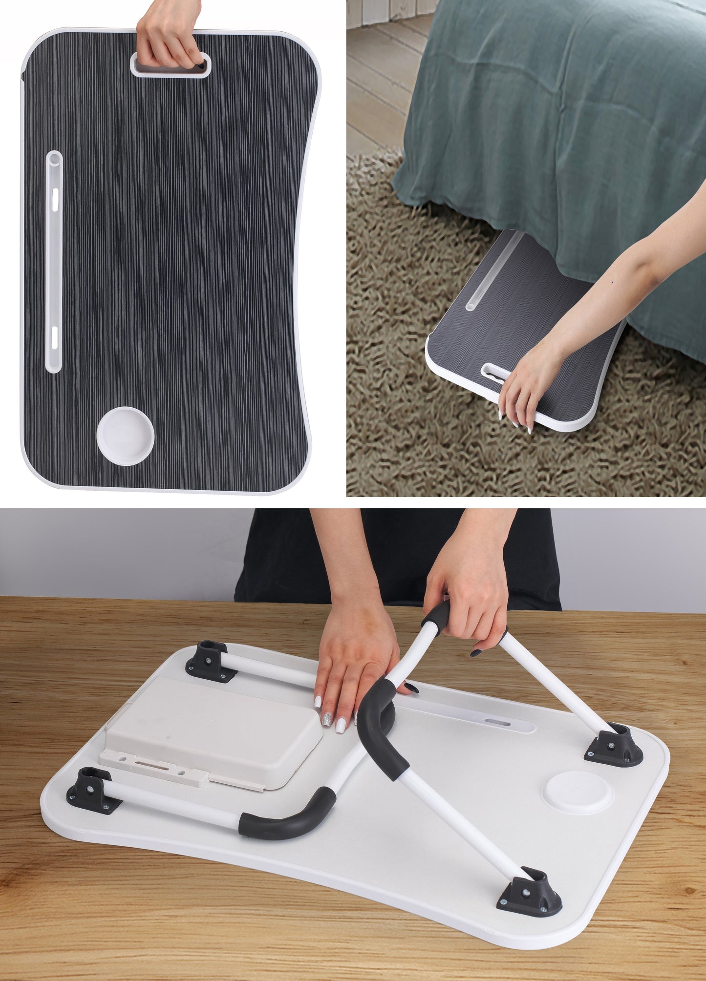 Laptop Bed Desk With Storage And Foldable Legs