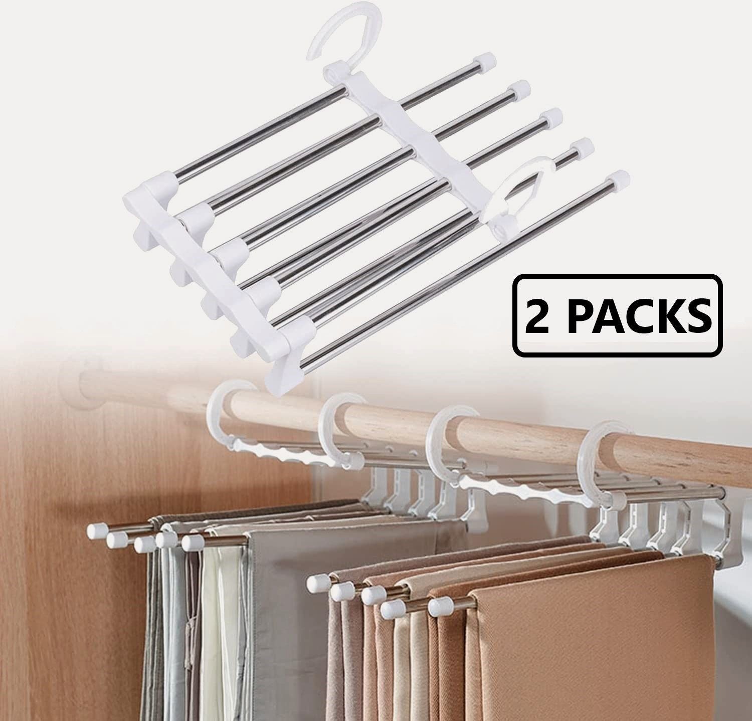 Stainless Steel Adjustable Pants Hangers 2 Pack