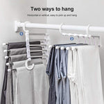 2 Stainless Steel Adjustable 5 In 1 Pants Hangers Non-Slip Space Saving