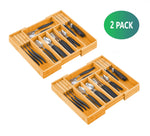 2 Pack Large Capacity Bamboo Expandable Drawer Organizer