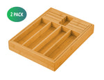 2 Pack Large Capacity Bamboo Expandable Drawer Organizer