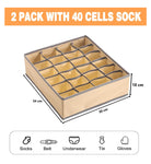 4 Pack - 2 X Fabric Drawer Organizer And 2 X Storage For Clothes (Beige)