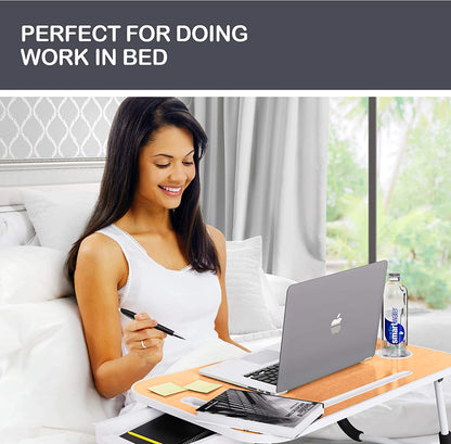 Laptop Bed Desk with Storage and foldable legs for Adults