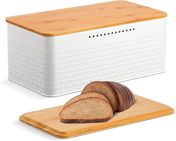  Bamboo Bread Bin with Lid - Kitchen Countertop