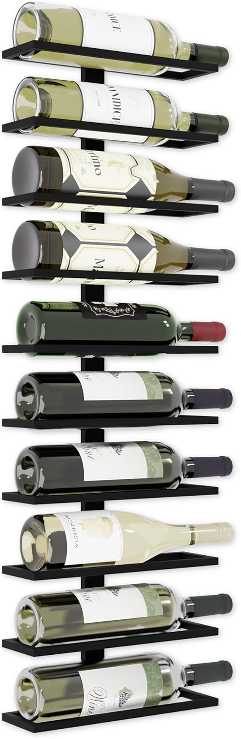  Stylish Metal Wall Wine Rack - Holds 10 Bottles