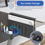 Versatile Laptop Holder with Pen Storage - No-Drill Under Desk Organizer