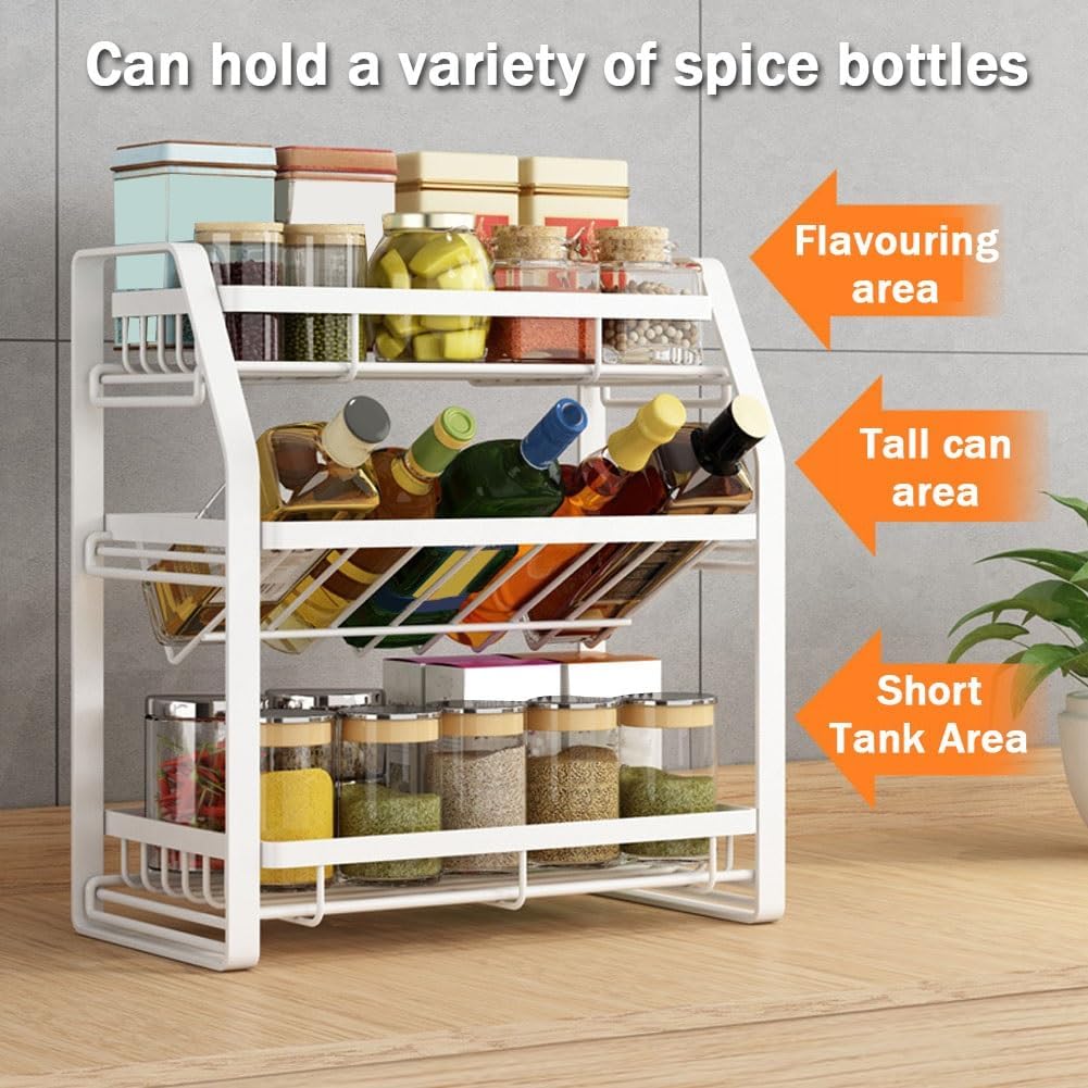 3-Tier Detachable Spice Rack Storage Organiser For Kitchen Countertop