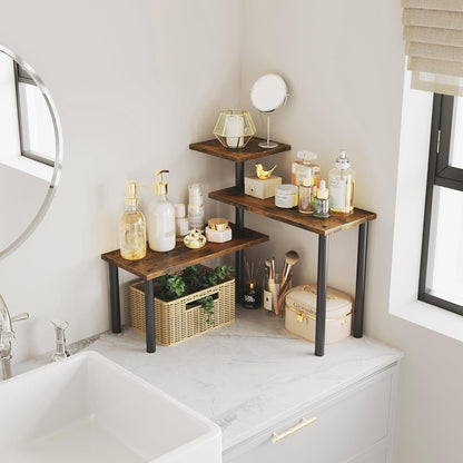 Versatile 3-Tier Wooden Corner Shelf - Kitchen Spice Rack