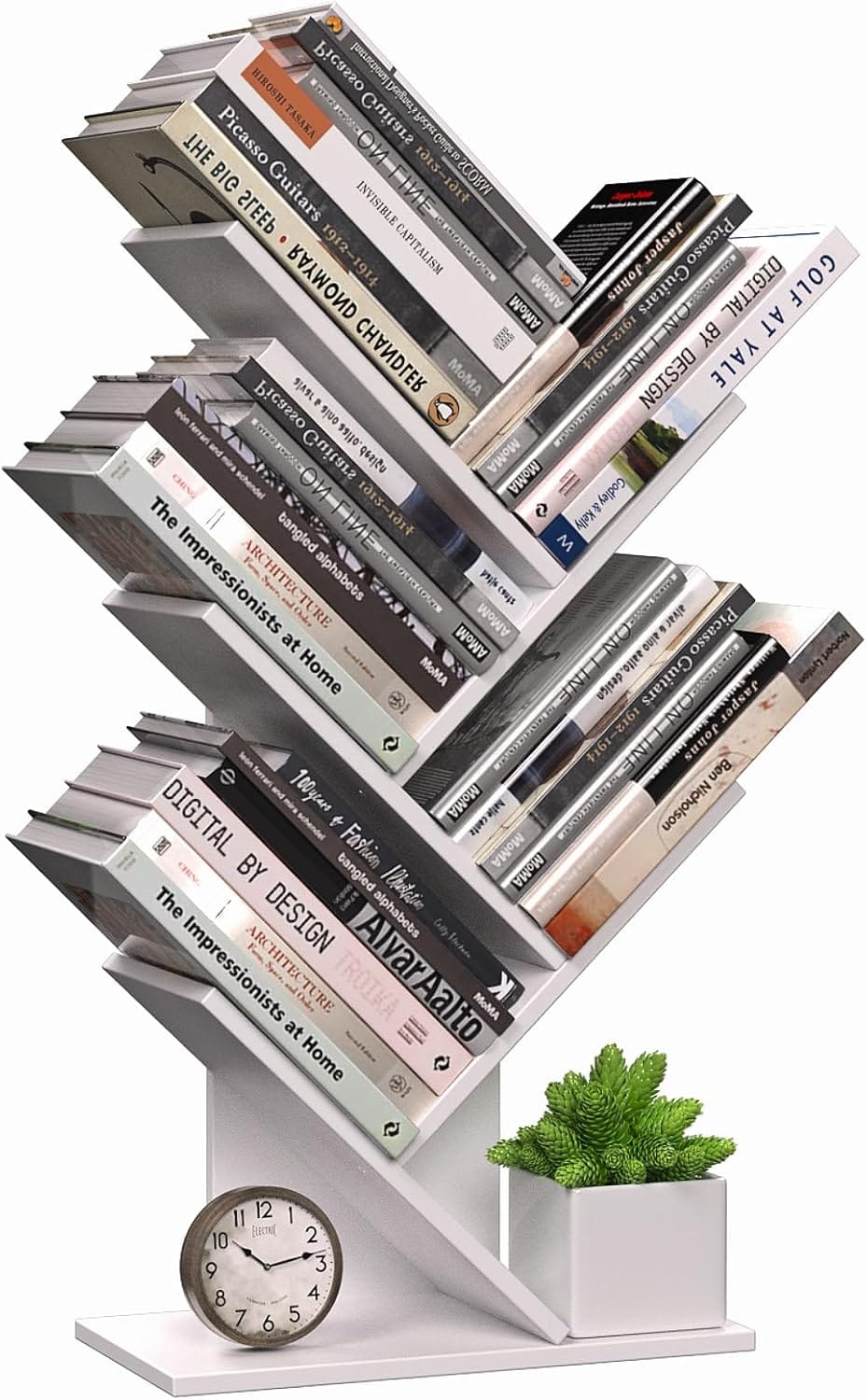 Tree Bookshelf Storage Rack White 17x60x27cm