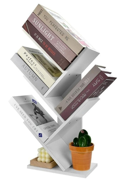 Tree Bookshelf Storage Rack White 17x60x27cm