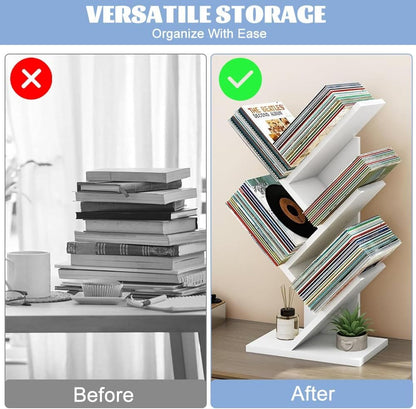 Tree Bookshelf Storage Rack White 17x60x27cm