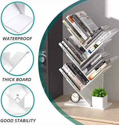 Tree Bookshelf Storage Rack White 17x60x27cm
