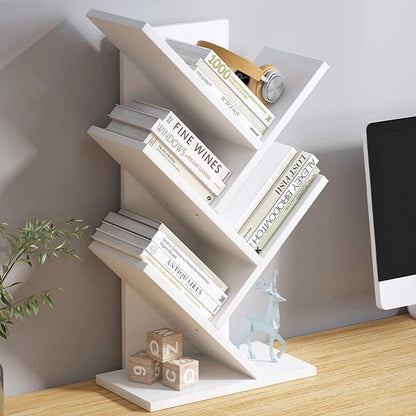 Tree Bookshelf Storage Rack White 17x60x27cm