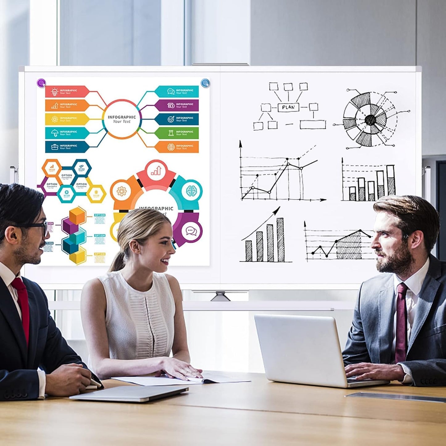 Double Sided Whiteboard 120x90cm Mobile