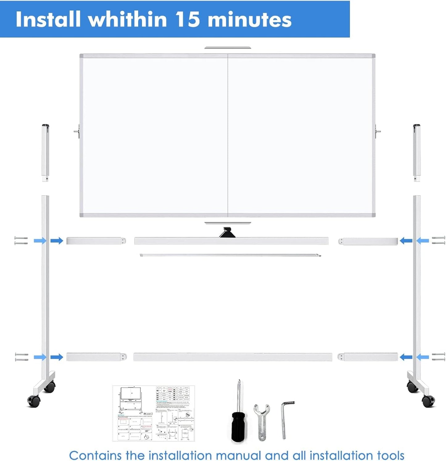 Double Sided Whiteboard 120x90cm Mobile