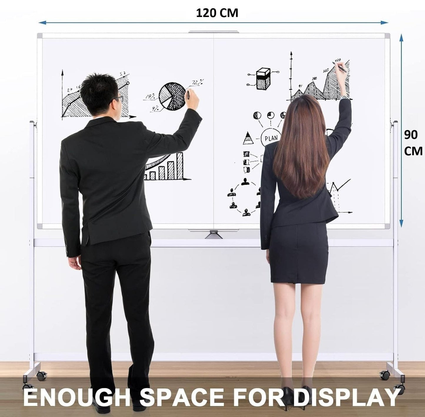 Double Sided Whiteboard 120x90cm Mobile