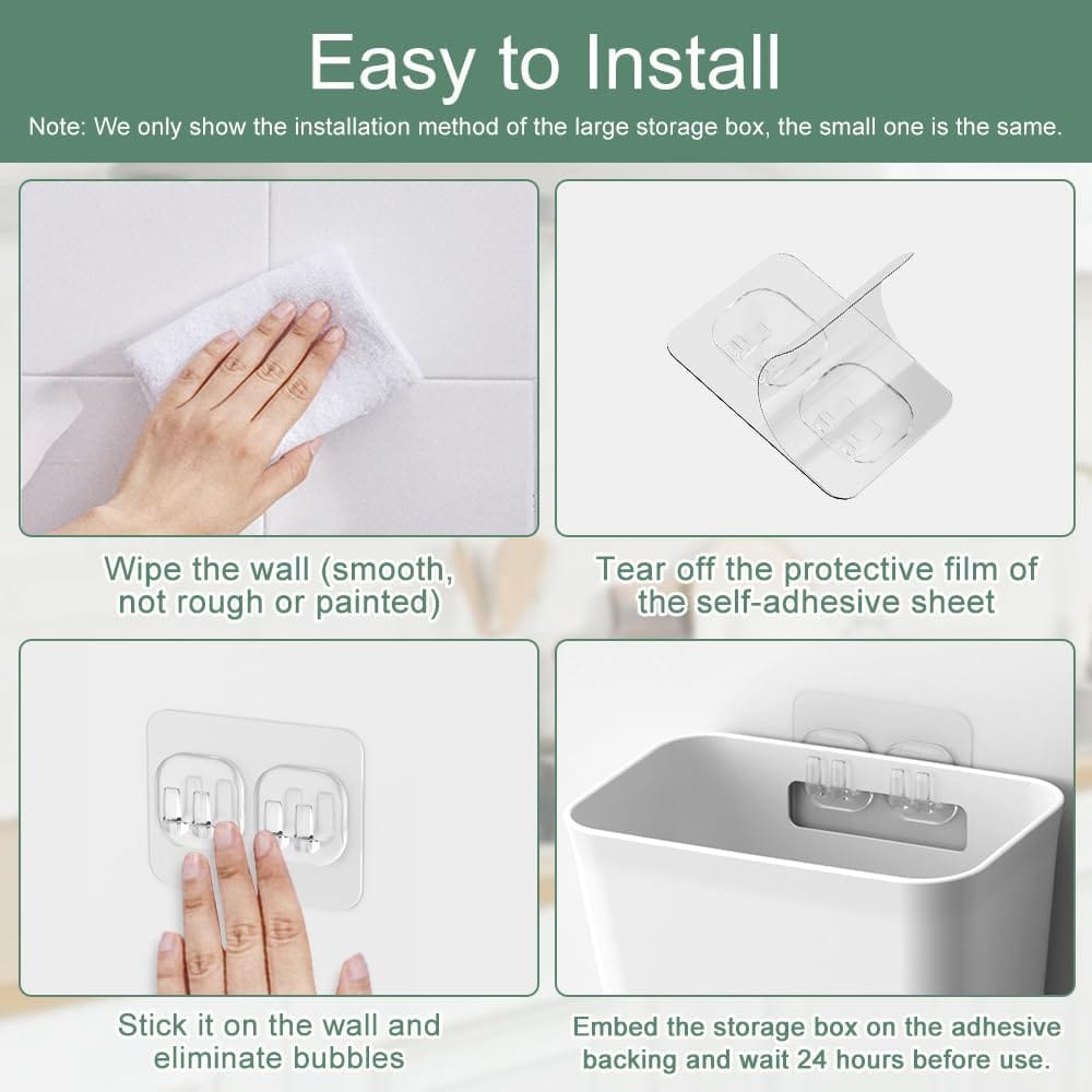 Wall Storage Box Set Adhesive 15x11x6cm